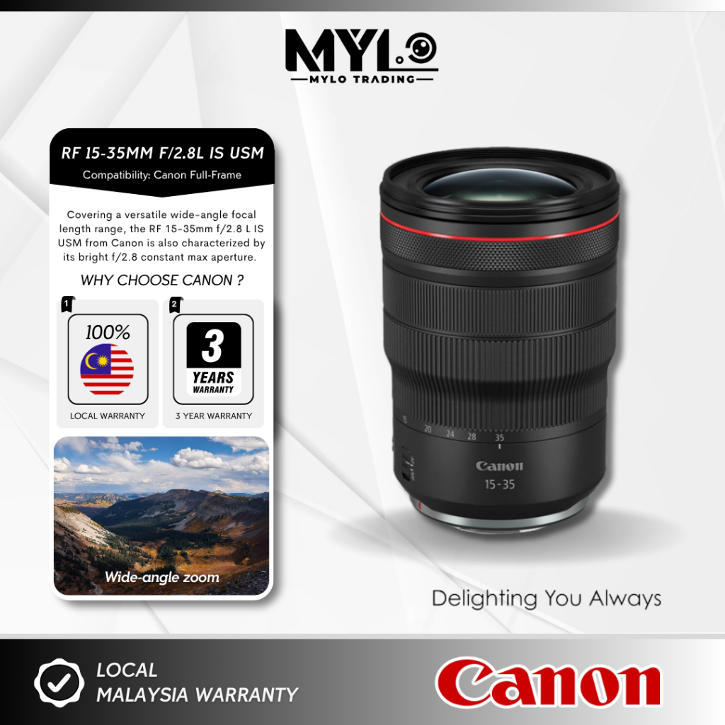 Canon RF 15-35mm f/2.8 L IS USM Zoom Lens for EOS R RP R7 R10 R5 R6 R3 (15 - 35mm) [1 + 2 Year Warranty]