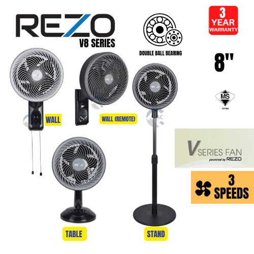 REZO FAN 8" | STAND FAN | TABLE FAN | WALL FAN REMOTE | TURBO FAN | KIPAS DINDING | KIPAS MEJA | KIPAS BERDIRI