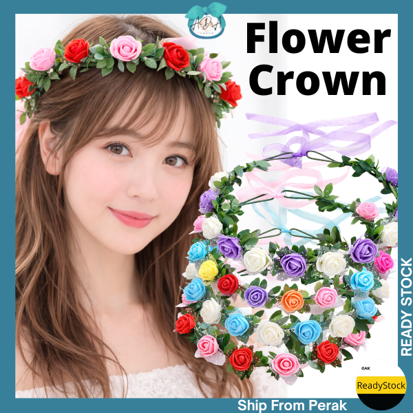 AIDA Flower Crown Hoop fairy Bridal Headband Wreath Wedding Bunga Penganting Tunang Nikah Bridemaid Floral 花环新娘伴娘拍照沙滩