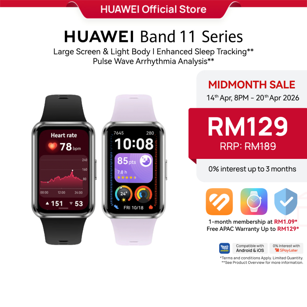 HUAWEI Band 11 Series l 1.62″ AMOLED Display l TNG l Enhanced Sleep Tracking* l Heart Health Management