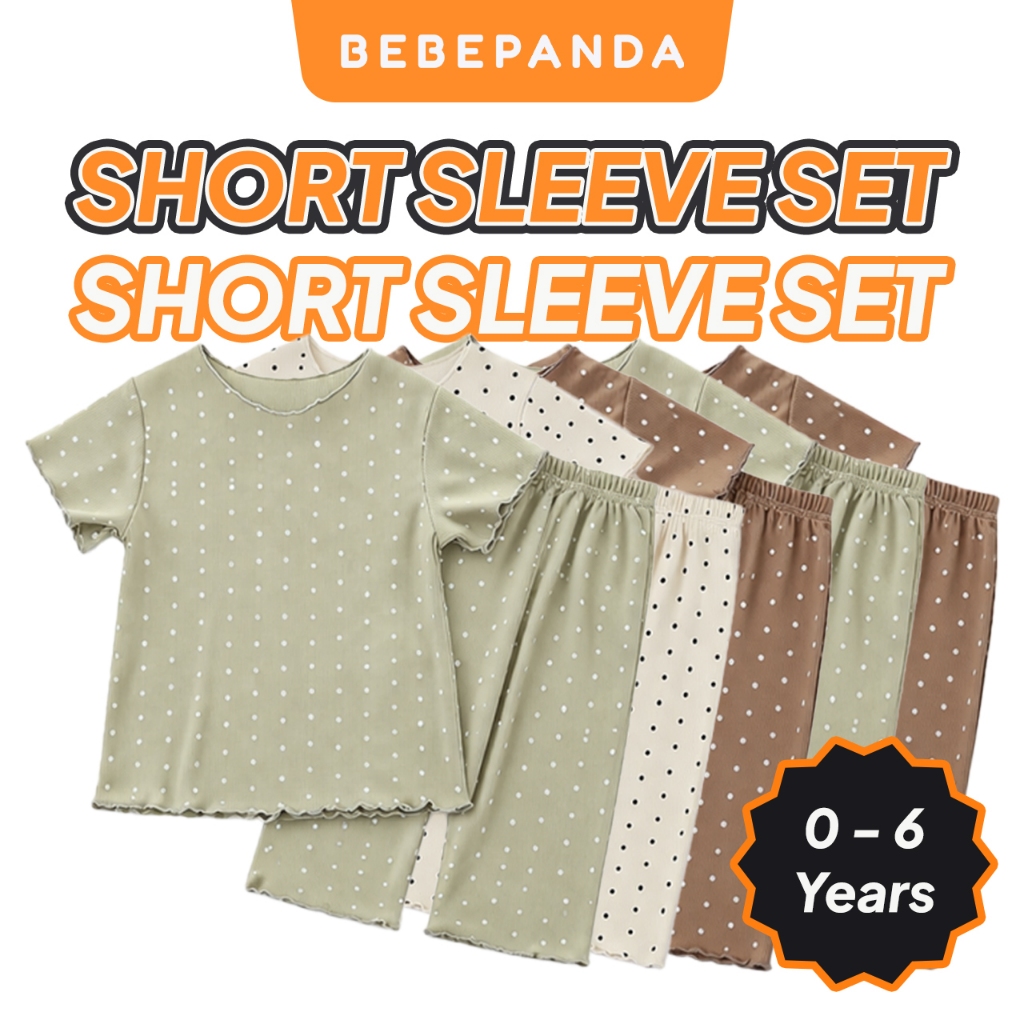 Kids Short Sleeve Set 0-6 Years Baju Lengan Pendek Seluar Panjang Budak Ruffle Pyjamas Sleepwear