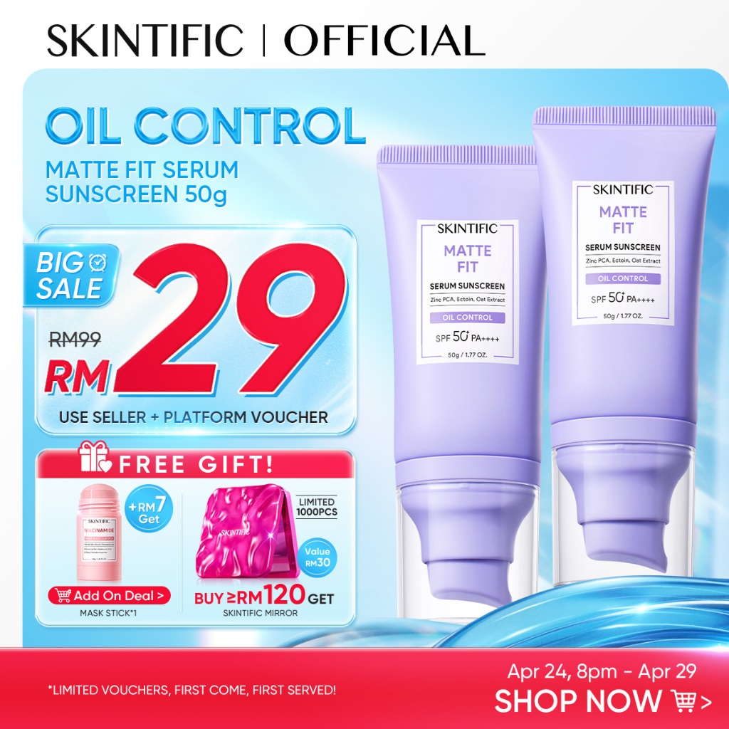 [NO.1] SKINTIFIC Matte Fit Serum Sunscreen SPF50+PA++++UV Protection Oil Control Fast-Absorbing Physical Tinted Sunscree