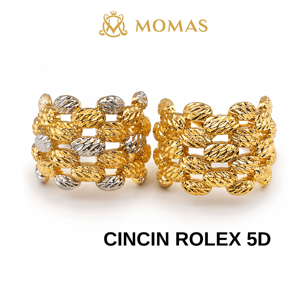 MOMAS CINCIN ROLEX 5D Emas 916 Original Cincin Emas 916 Tulen Cincin Bajet Emas 916 Cincin Murah Emas Original