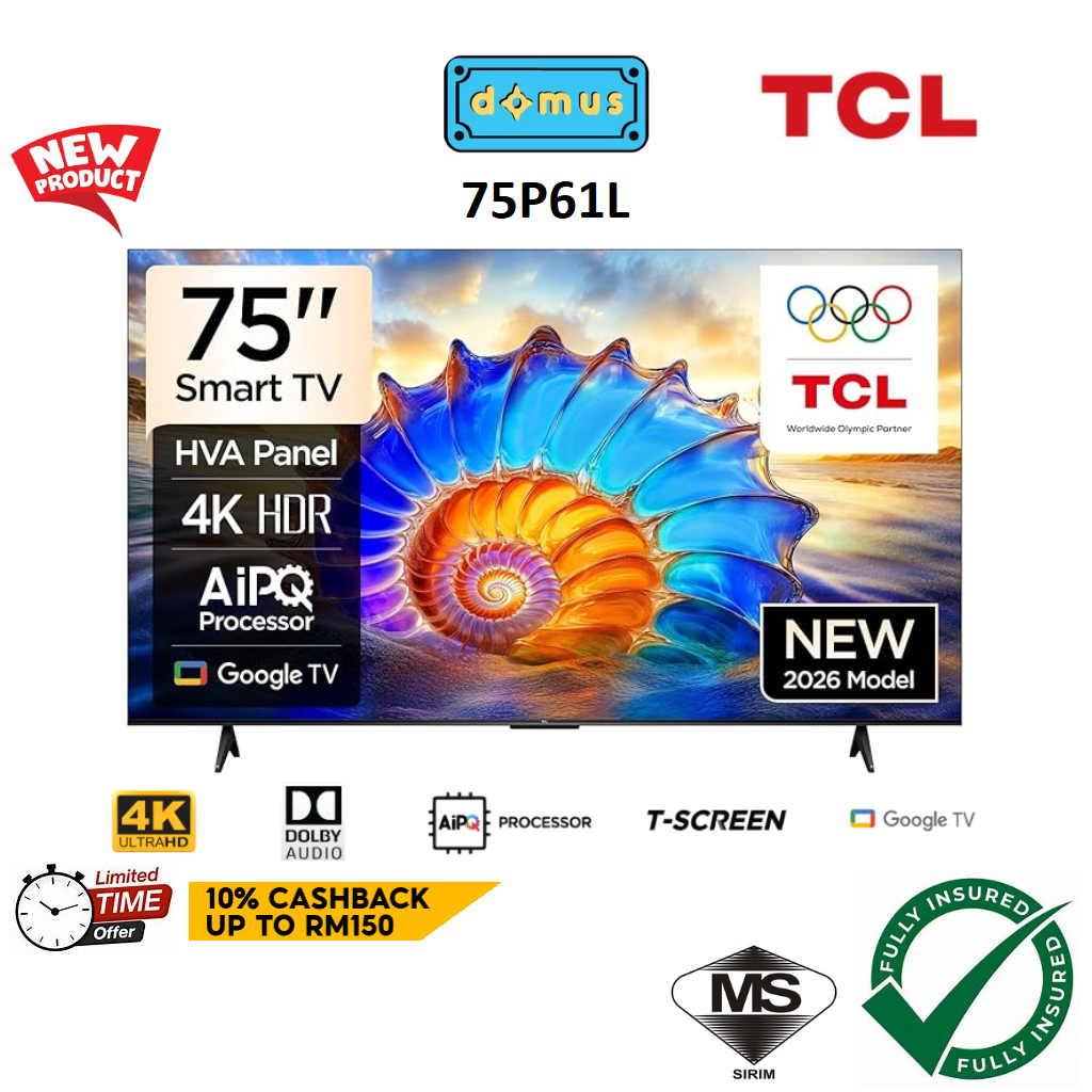 2026 TCL TV 75 Inch 4K Smart TV UHD Android LED Google TV 75" Television 电视 電視機 75P61L Replace 75P61K