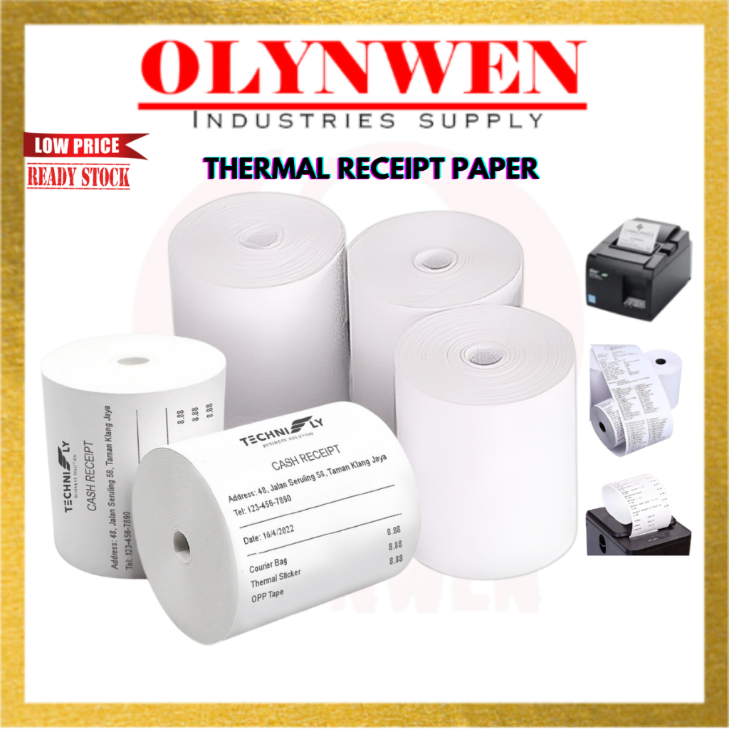 Coreless Thermal Receipt Paper Roll for POS & Credit Card Machines Kertas Resit Cash Register