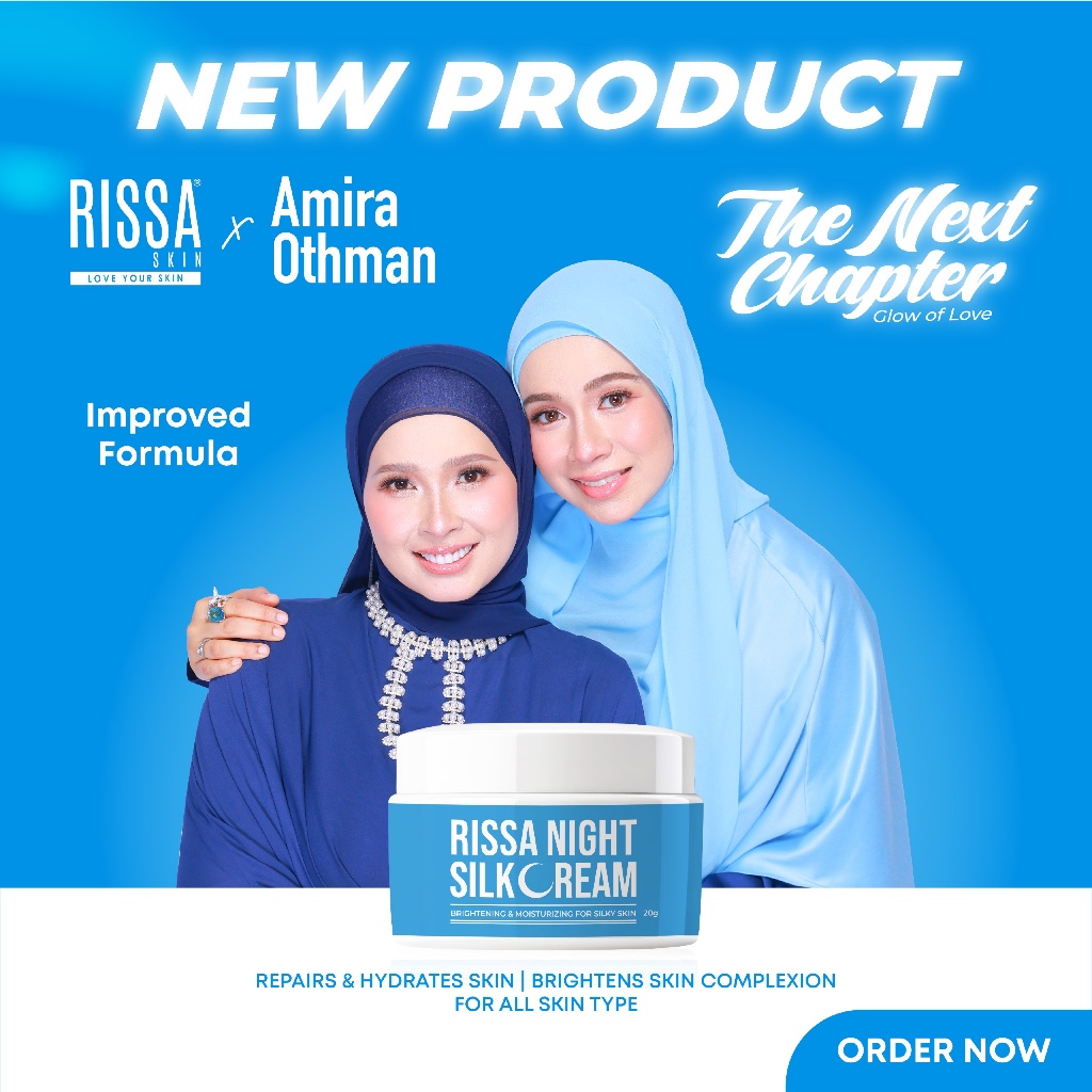 RISSA SKIN X AMIRA OTHMAN NEW LAUNCHING - NIGHT SILK CREAM BLUE EDITION 20GM (CREAM FOR FACE AND BODY, ALL IN ONE)