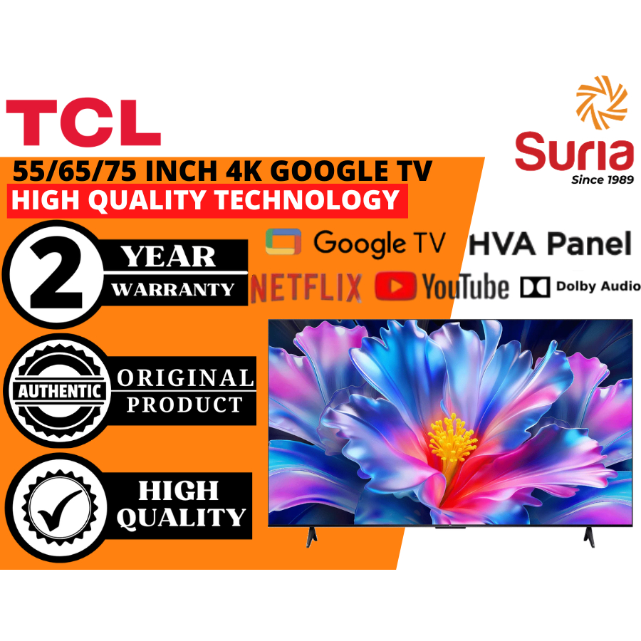 TCL 55/65/75 Inch 4K UHD 2026 Years New Model Google TV Murah 55P6L 65P6L 75P6L