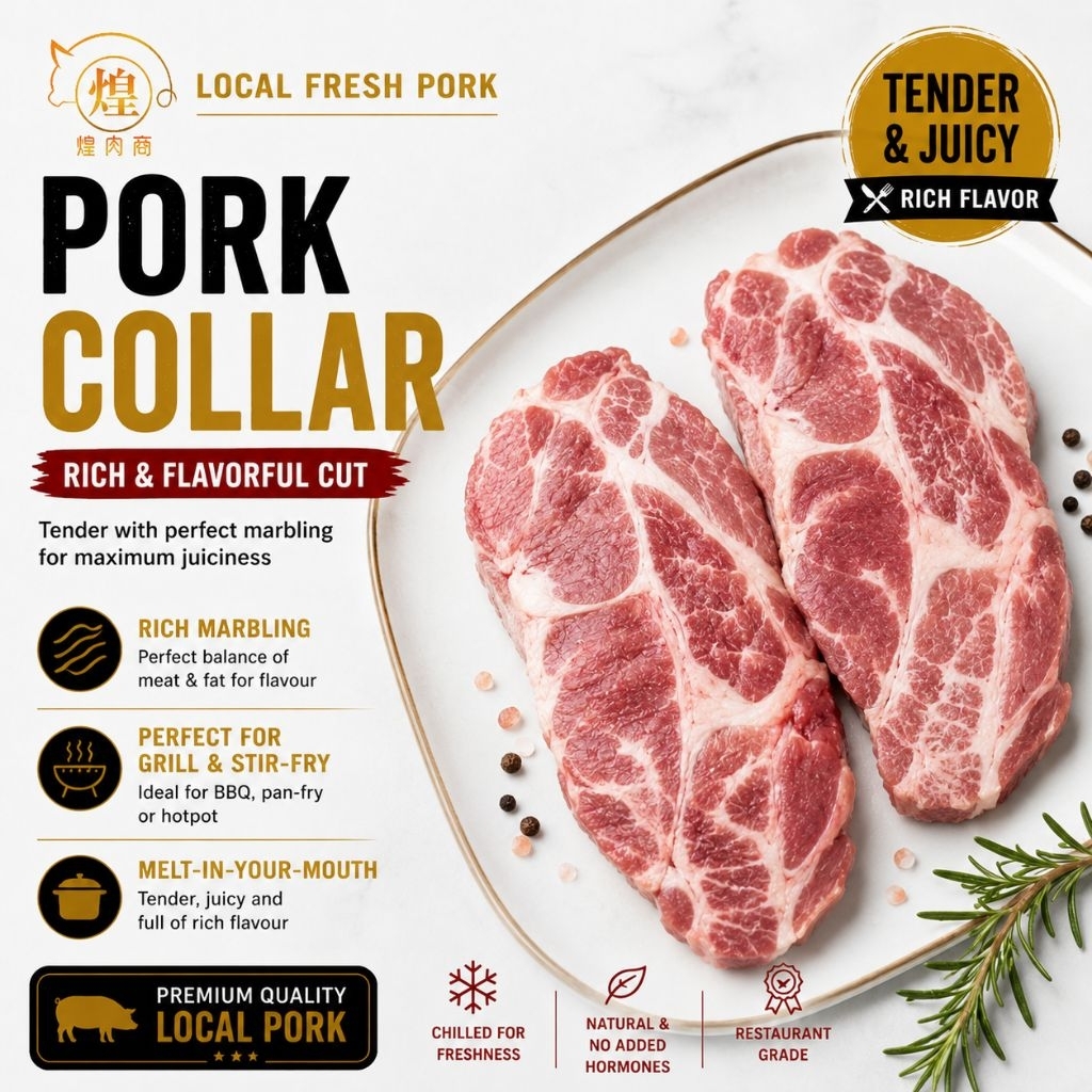 【PENANG AREA ONLY❗】煌肉商 HRS 100% Malaysian Pork - Pork Collar 五花头【300g, 1kg】