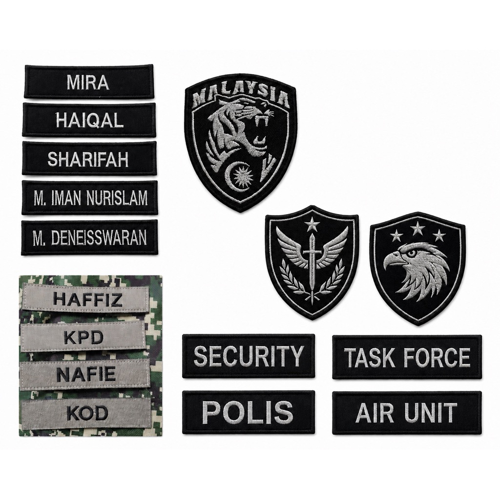 Fast shipping Custom Embroidery Name Tag Logo Patch Velcro Uniform Badge Security Polis Military Name Tape