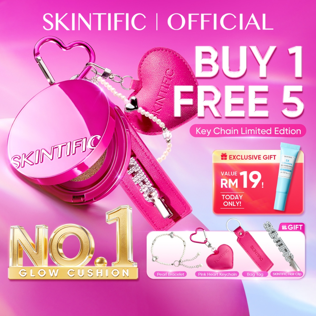 SKINTIFIC Cover Glow Perfect Pink Cushion Foundation Full Coverage Glowing Finish Glass Makeup Lightweight Waterproof