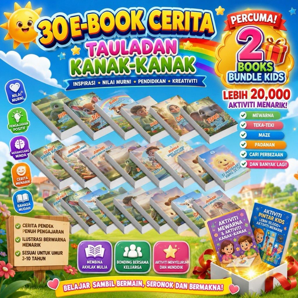 30 Ebook Cerita Kanak-Kanak Viral | Penuh Nilai Murni, Adab & Kisah Pengajaran Untuk Anak-Anak