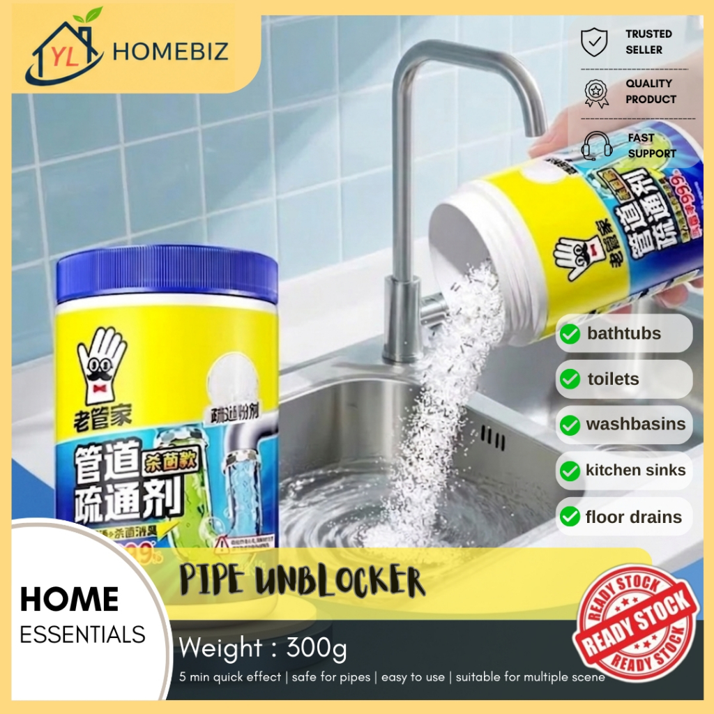 Pembersih Sumbatan Sink 300g | 300g old housekeeper drain cleaner powerful solves blockages in kitchen grease toilet