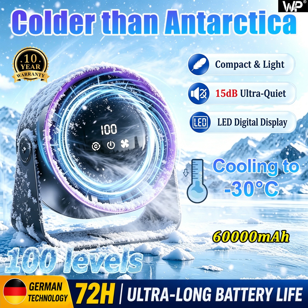 💎【2026 New Up】60000mAh Desktop fan Rechargeable Table Fan Air Circulation Turbo Fan Desk fan Cooling Fan