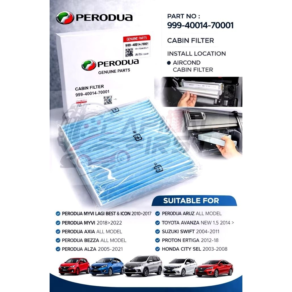 PERODUA CARBIN FILTER (CARBON BLUE) AIRCOND FOR MYVI,ALZA,MYVI LAGI BEST,AXIA,BEZZA ARUZ SUZUKI SWIFT ERTIGA CITY
