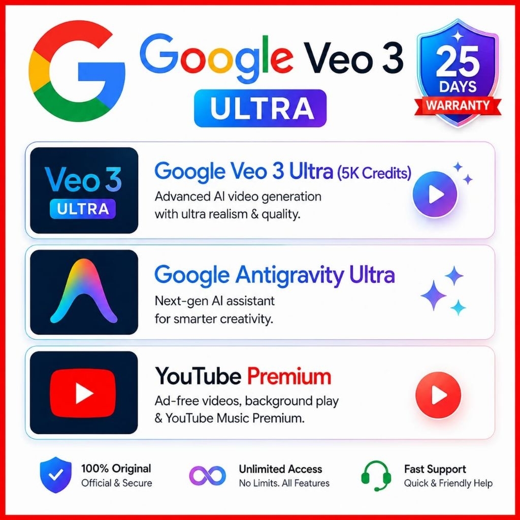 Promo, Google Antigravity account, antigravity akaun, Flow Ai, Gemini Ultra Veo 3 Ultra, (5,000) credits Private akaun