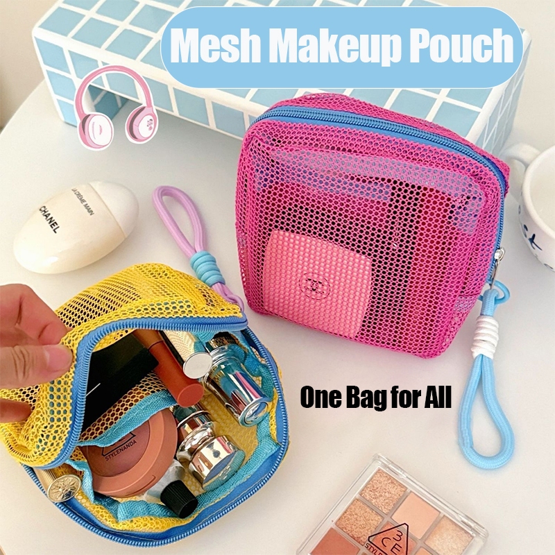 Hot-Selling Large-Capacity Gauze Cosmetic Bag Portable Breathable Lipstick Square Pouch Digital Travel Organizer Bag