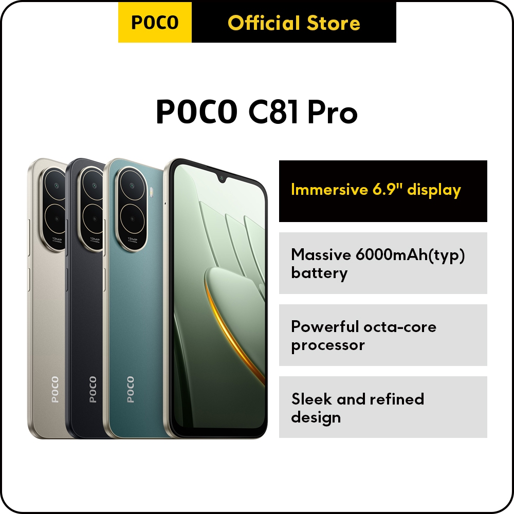 POCO C81 Pro Smartphone | Immersive 6.9" display,Massive 6000mAh(typ) battery,13MP AI dual camera