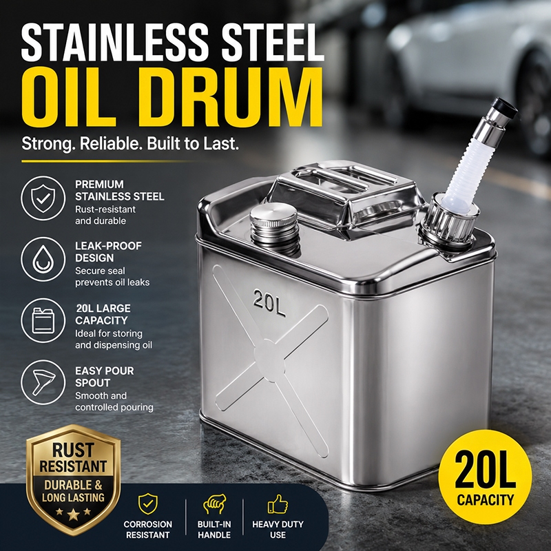 Stainless Steel Fuel Tank 5L 10L 15L 20L Petrol Storage Oil Jerrycan Gas Jerry Can Car Motorcycle Truck Car