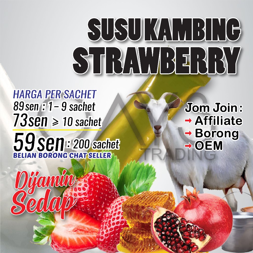 Lelong P3 SUSU KAMBING STRAWBERRY Brand Popular & Sedap