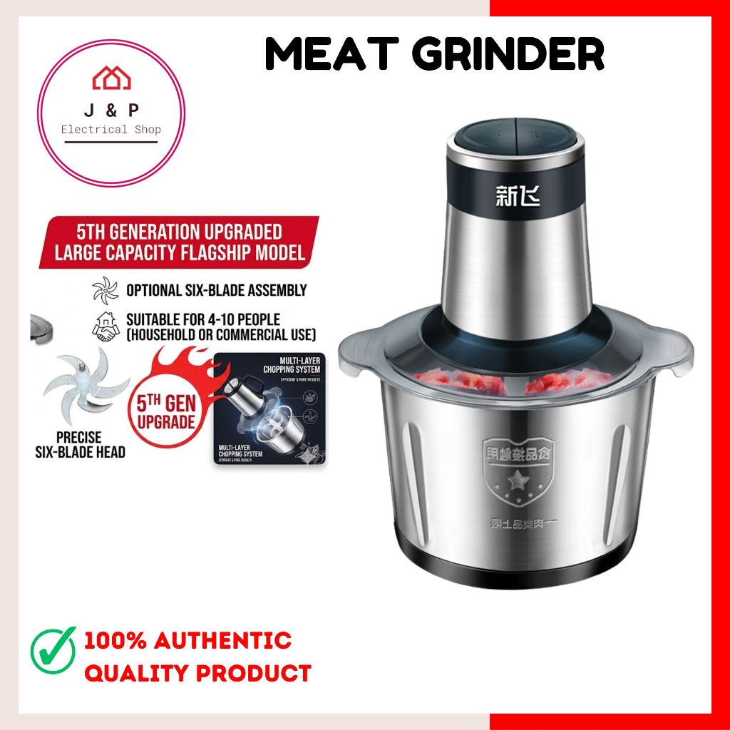 Electric Meat Grinder Stainless Steel Food Chopper Multi-functional Blender Cutter Mixer | Pengisar Daging Mesin