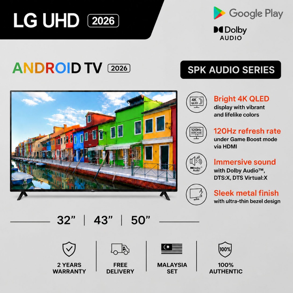 Televisyen Pintar LGUHD TV Smart TV 32inch/43inch/50inch/55inch Netflix Hdmi HD LED TV Android Murah 智能电视