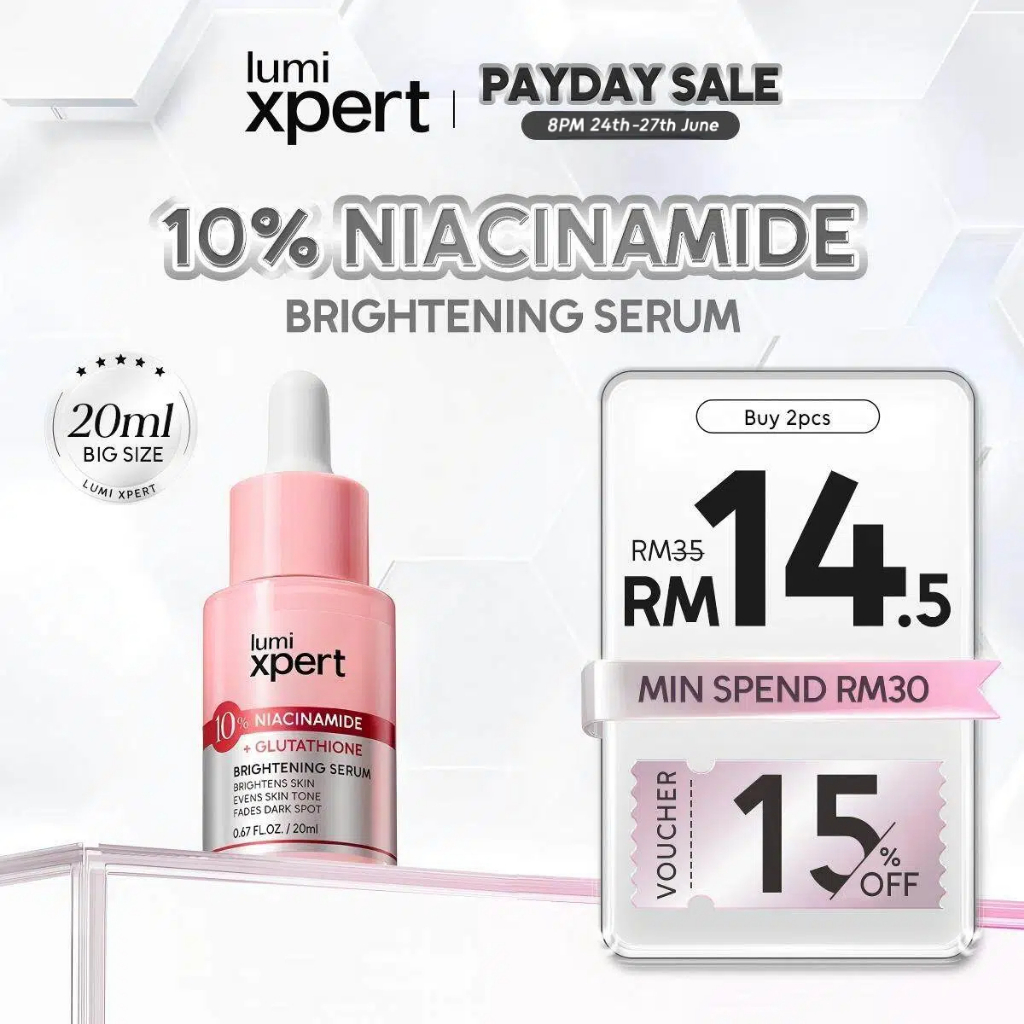 Lumixpert 10% Niacinamide Brightening Serum 20ml Glowing Essence Even Out Skin Tone Improve Dullness Whitening Skincare