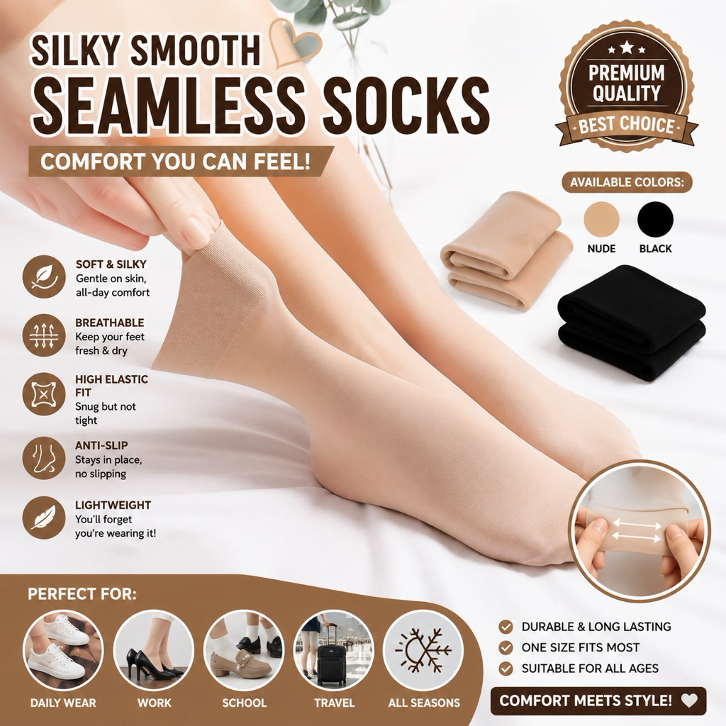 Breathable Socks Women Anti-Slip Mid Tube Silk Cotton Elastic Plain Stokings Stoking Wanita 短款丝袜