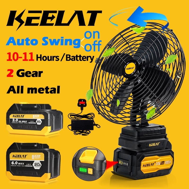 KEELAT 8 Inch Portable Fan Camping Fan Cordless Rechargeable Fan Kipas Bateri Tahan Lama Mini Fan Battery Outdoor Kipas