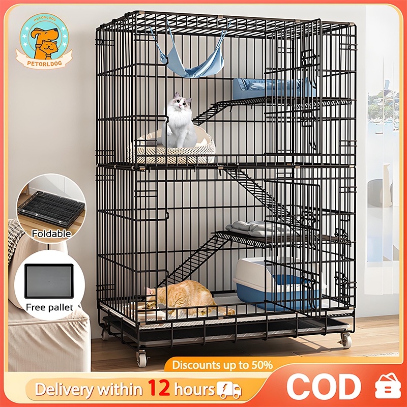 ❤️Selangor Stock❤️ Sangkar Kucing 4 Tingkat Besar Murah Cat Cage Large 2/3 Level Pet Cage with Wheel