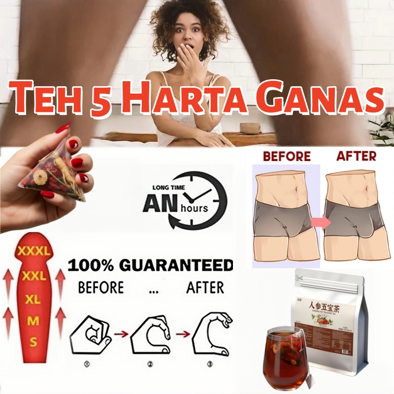 [Ketahanan Luar Biasa] Premium 5 Harta Ginseng Tea - Kuat Ginjal, Ketahanan Luar Biasa, Tahan Lama Maksimum & Rock Hard