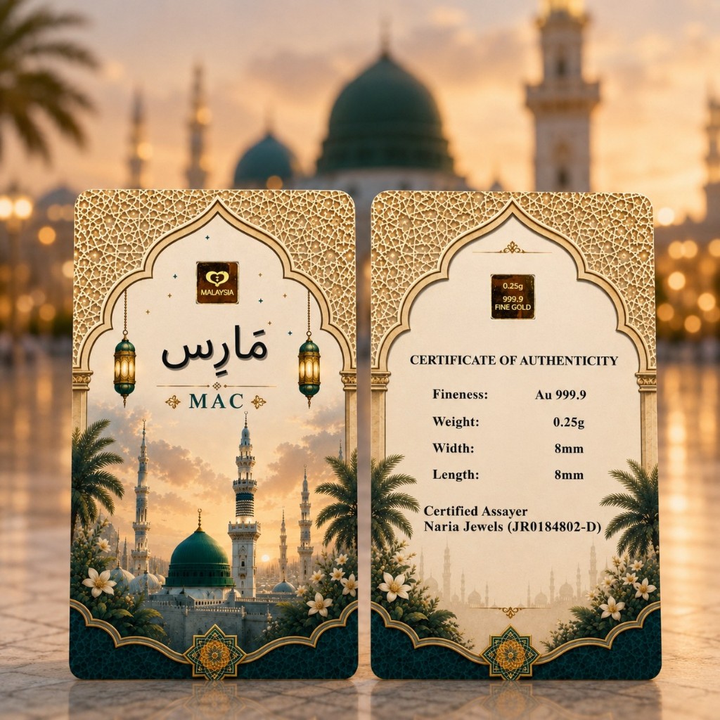 Naria 999.9/24K Gold Bar 0.25gm Mac Jawi Design Islamic Calendar Collection Pelaburan&hellip;