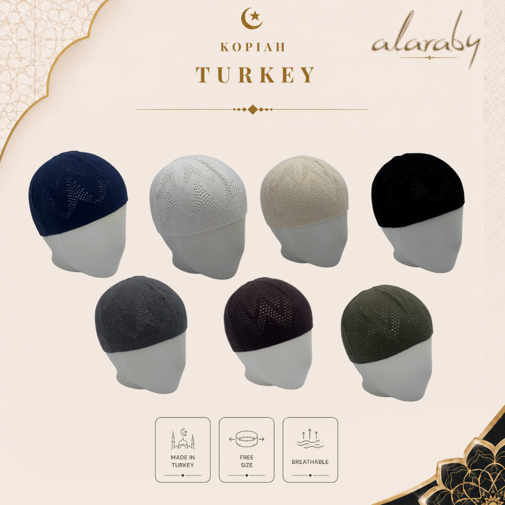 KOPIAH TURKEY Kait Cap Free Size MUSLIM UMRAH HAJI pakaian ibadah