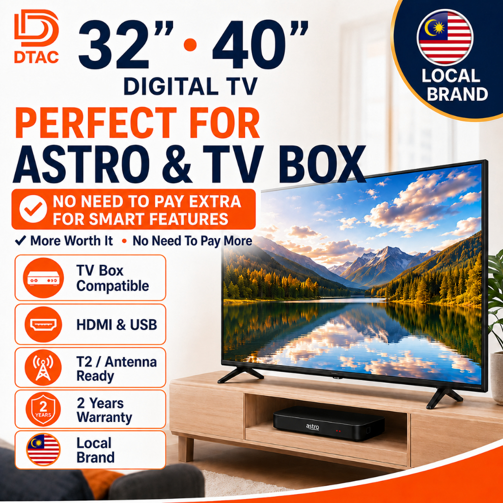 DTAC 40 Inch Televisyen Digital TV LED TV Astro Box Compatible NJOI CCTV TV Pintar Televisyen