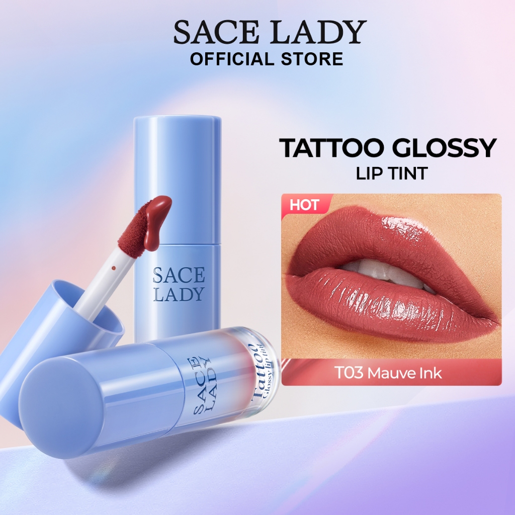 SACE LADY Tattoo Glossy Lip Stain Waterproof Lipstick Lightweight Lipgloss Liptint Tahan Lama Melembapkan