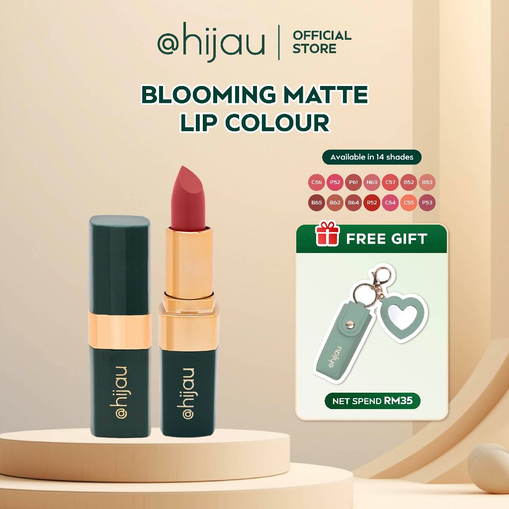 [SPEND RM35 FREE LIP POUCH] @hijau Blooming Matte Lipstick Long Lasting - 10 Shades (3.5g)