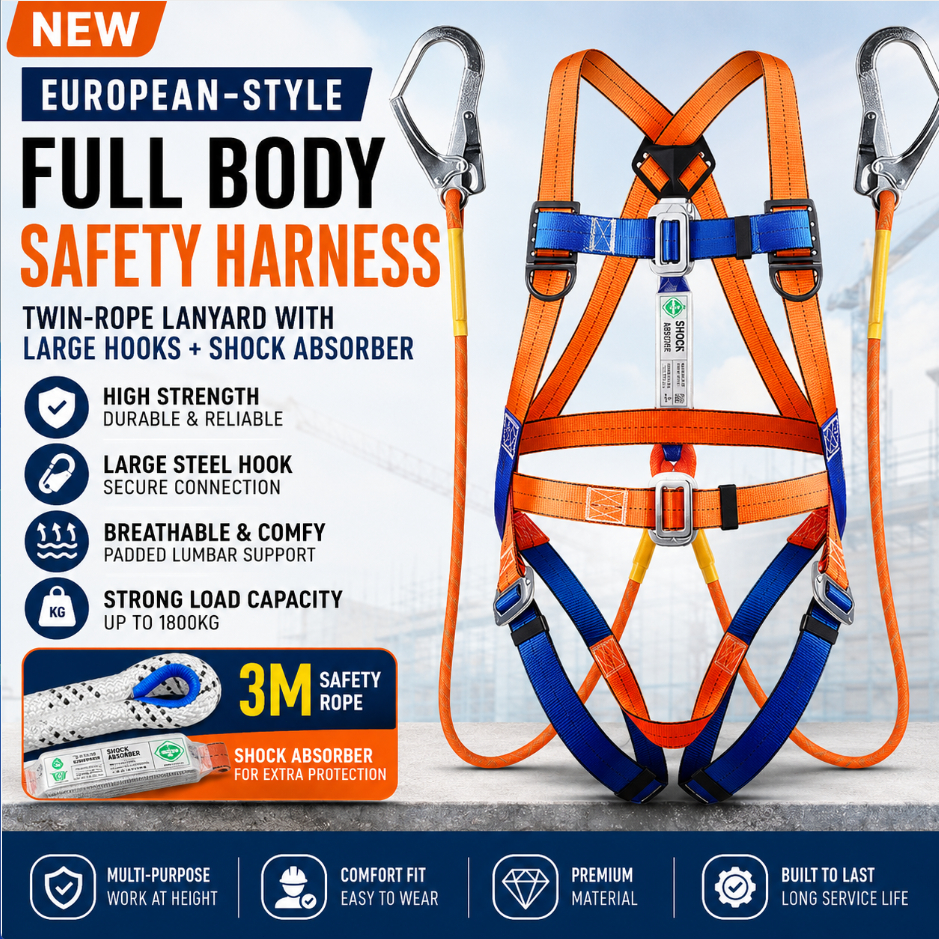 Tali Keselamatan double hook High Altitude Work Safety Harness Full Body Safety Harness Five-point Safety safety harness