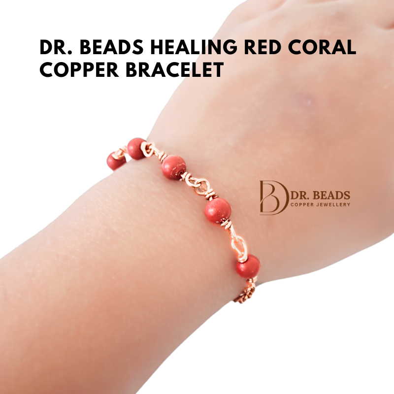 Dr. Beads Artisan Red Coral & Copper Bracelet - Protection & Healing Jewelry