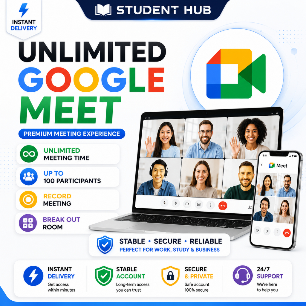 Gemini AI Pro 2TB Google Storage Google Meet New Account (Unlimited Meeting, Record, 100 Participant)