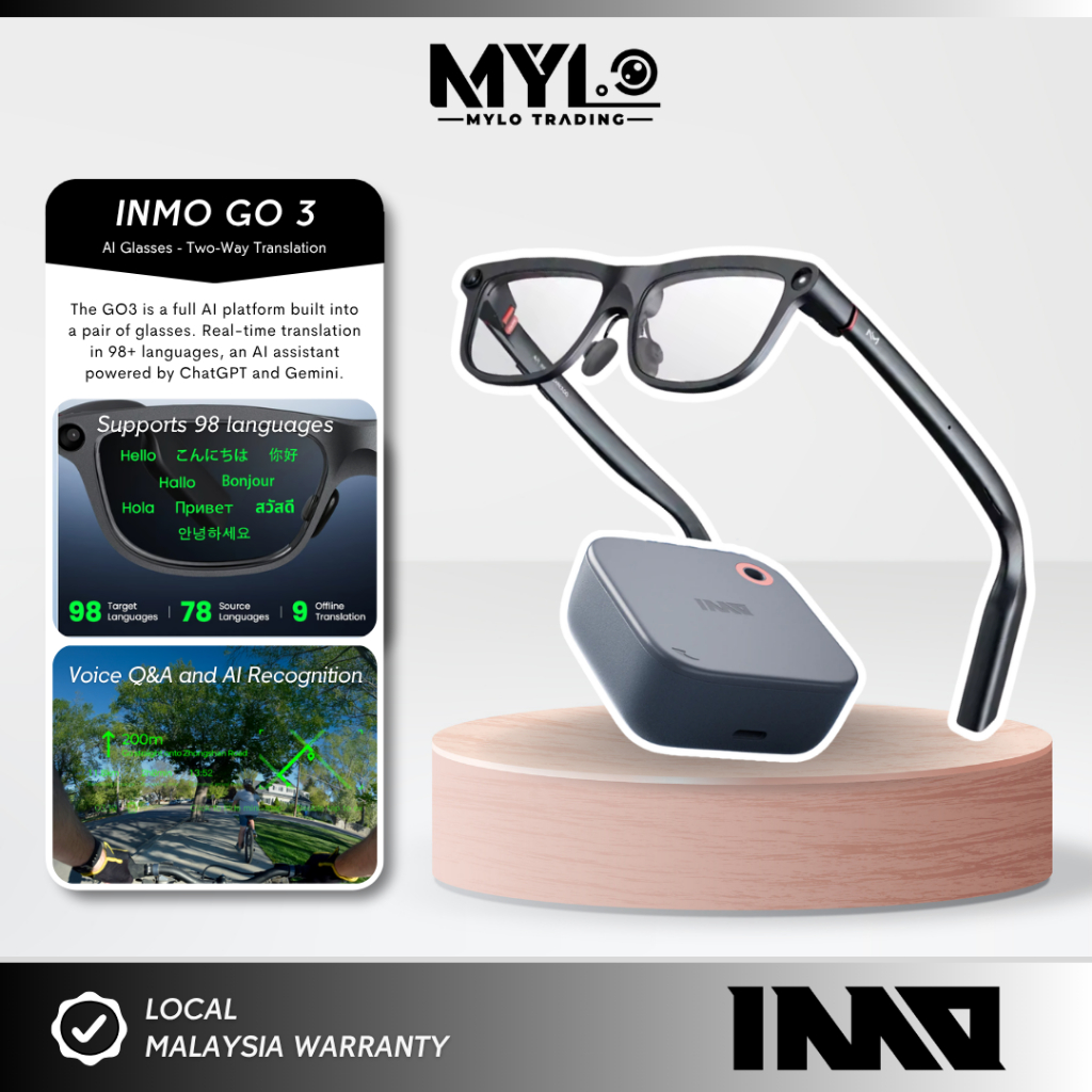 INMO GO3 AI Smart Glasses AR Eyewear ChatGPT Gemini Translator Camera Navigation Meeting Recorder Speaker Ring 4 L Size