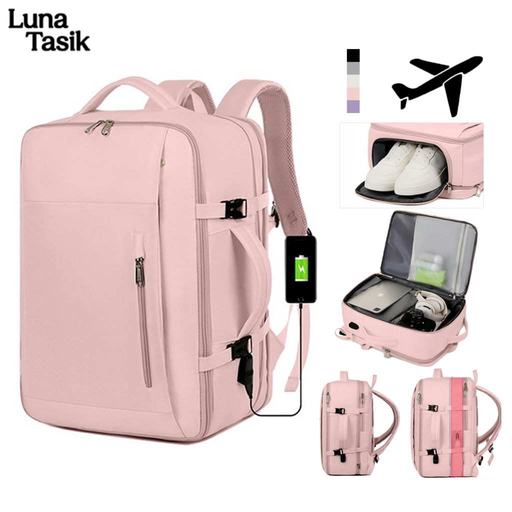 Waterproof Expandable Bag 16 Inch Laptop Backpack Large Capacity Shoe Pocket Unisex Travel Beg Galas