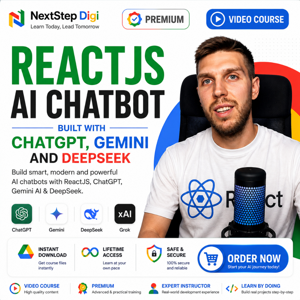 (Course) ReactJS AI Chatbot with ChatGPT, Gemini & DeepSeek | AI Development Video Course