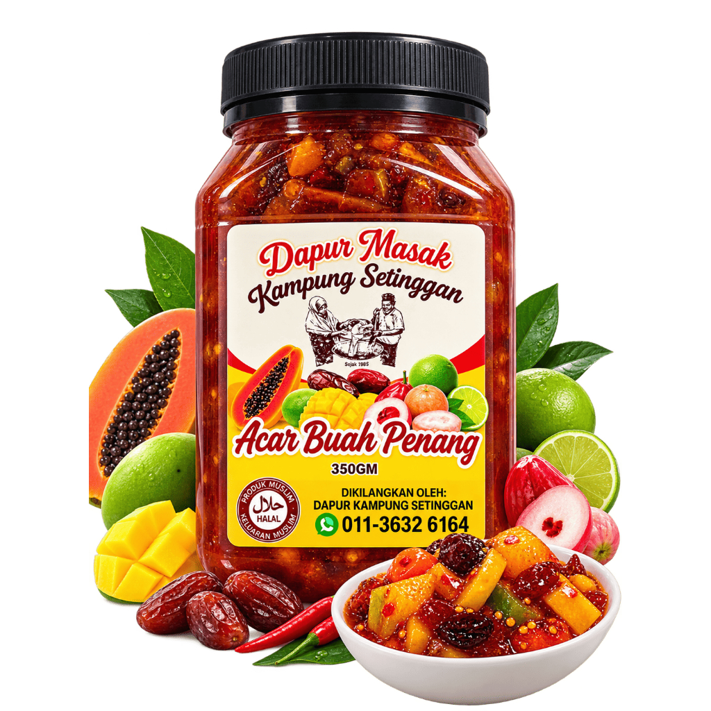 ACAR BUAH PENANG 350 gm DAPUR MASAK KAMPUNG SETINGGAN