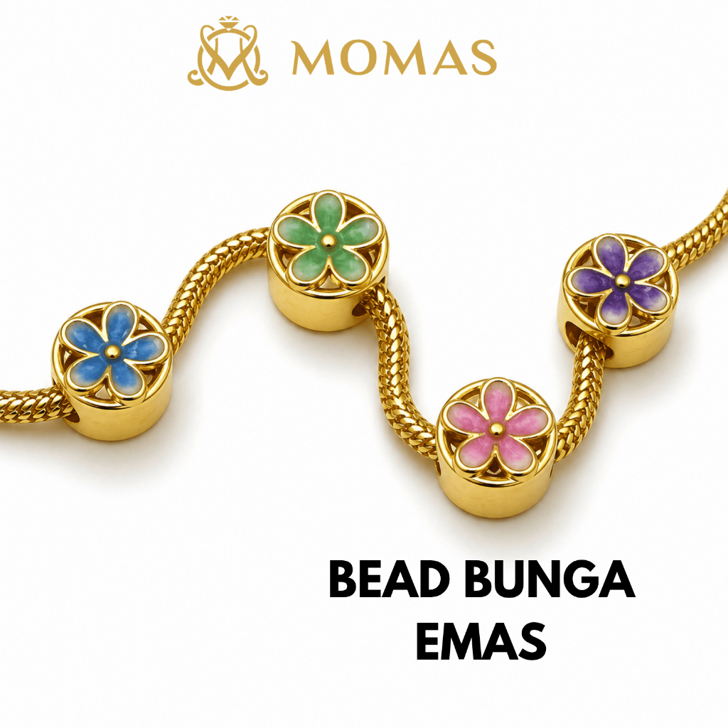 MOMAS BEAD BUNGA EMAS 916 Beads Alphabets 3D  Bead Enamel Emas 916 Charms 916
