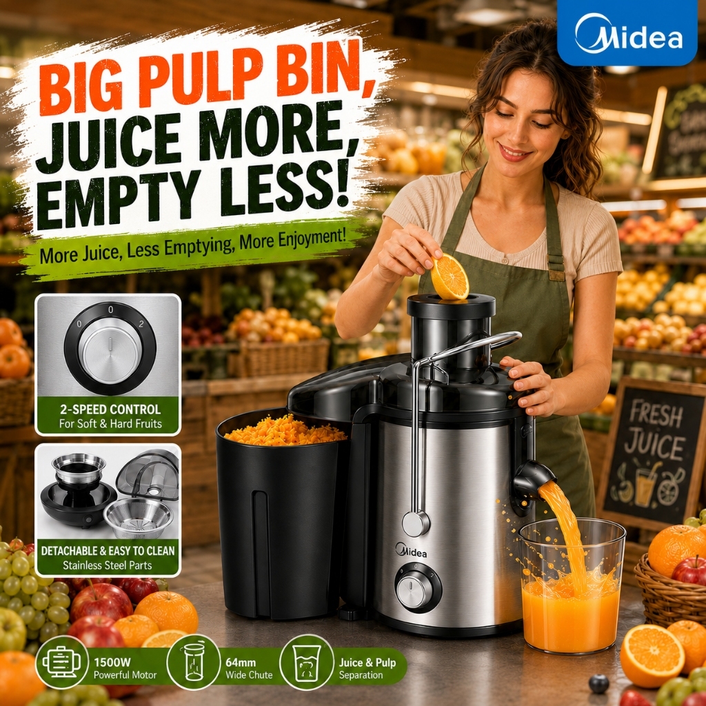 Midea high power 1500W separation Juicer Inlet Extractor Mesin Jus Bua Sayur 2 Speed Control  Stainless Steel Filter 榨汁机