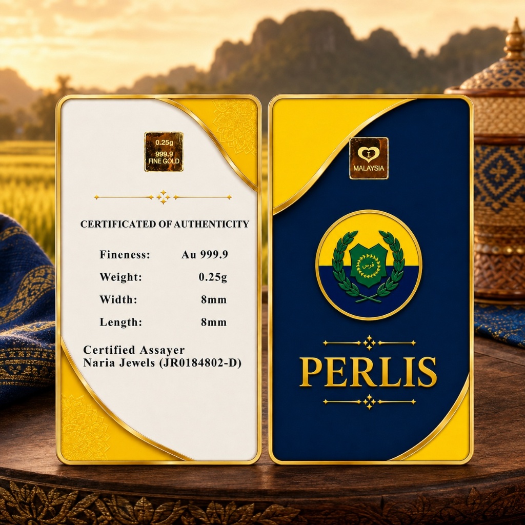 Naria 999.9/24K Gold Bar 0.25gm Perlis Design Edisi Negeri Malaysia Perlis Collection&hellip;
