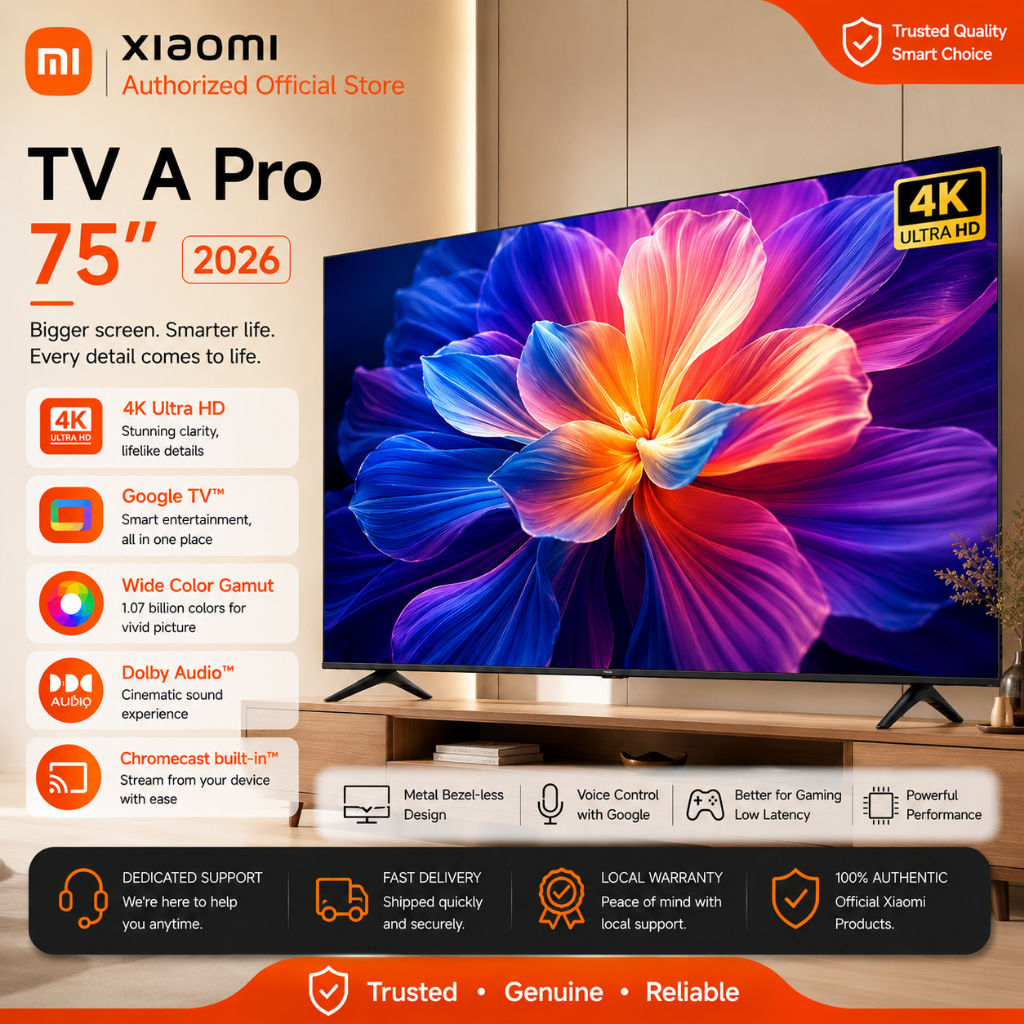 Xiaomi TV A Pro 75 2026 - 4K QLED Quantum Display | 120Hz High Refresh rate