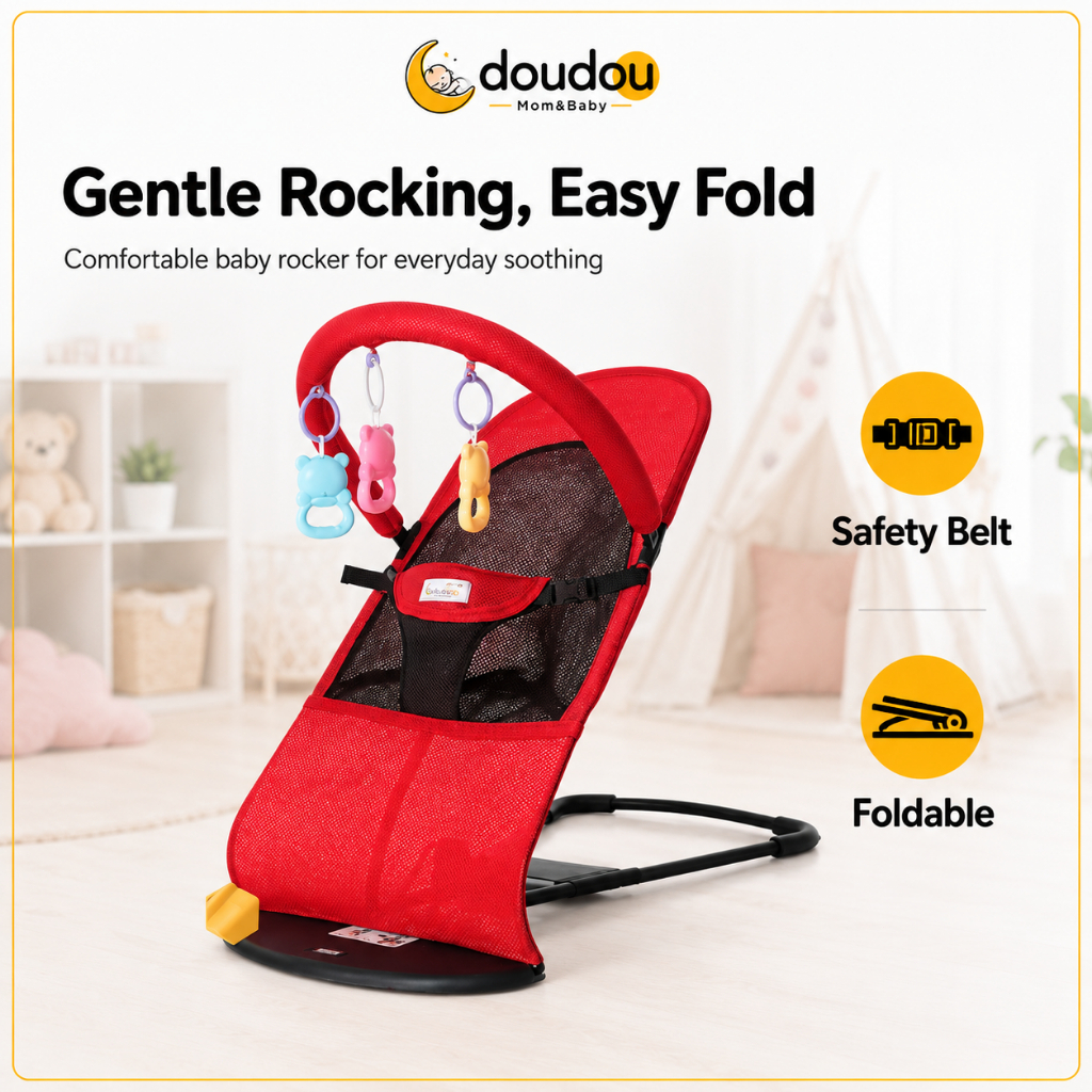 ❤️COD❤️Baby Rocking Chair Baby Bouncer Baby Gear Chair Safety Seat Bounce Chair Breathable Soft Cotton Quality Fabric摇摇椅