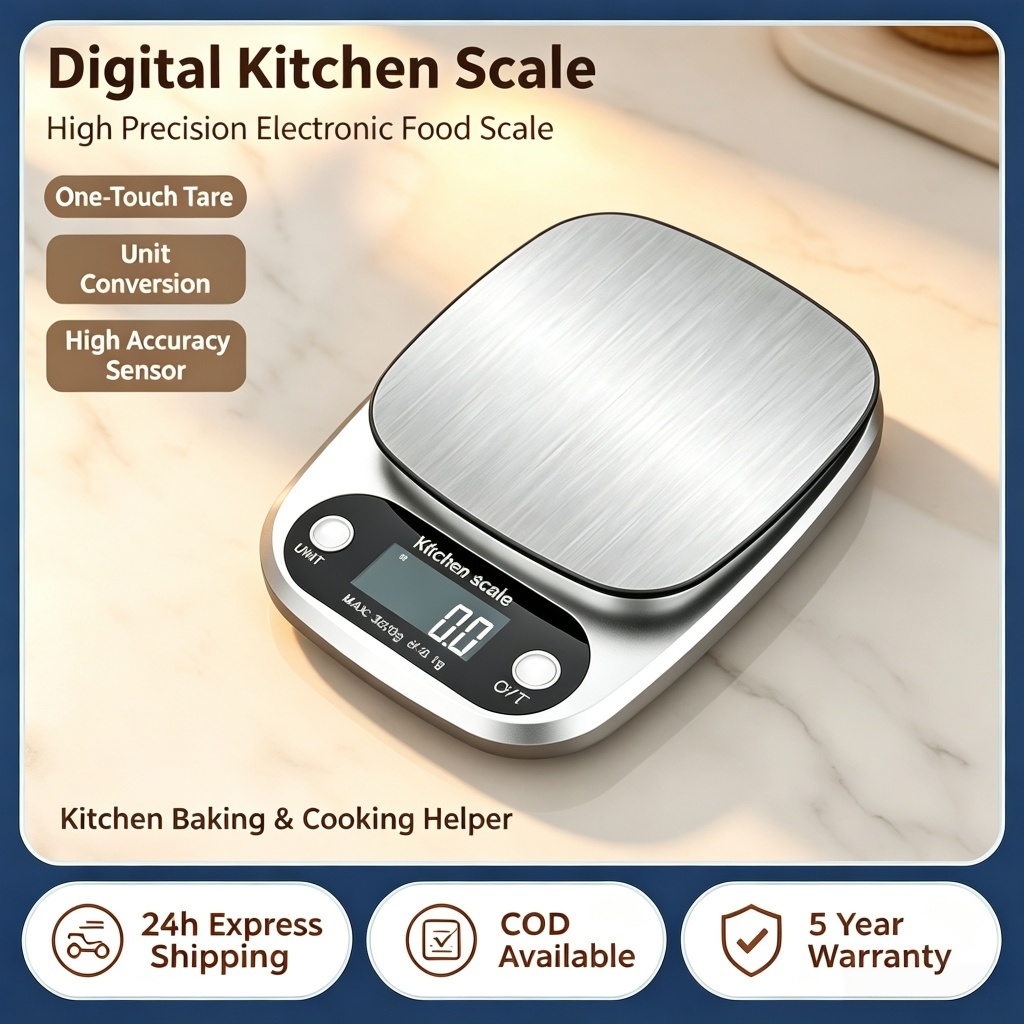 【COD】GEESO 10kg Digital Kitchen Scale Silver - LCD Display, Stainless Steel Tray, 1g Precision