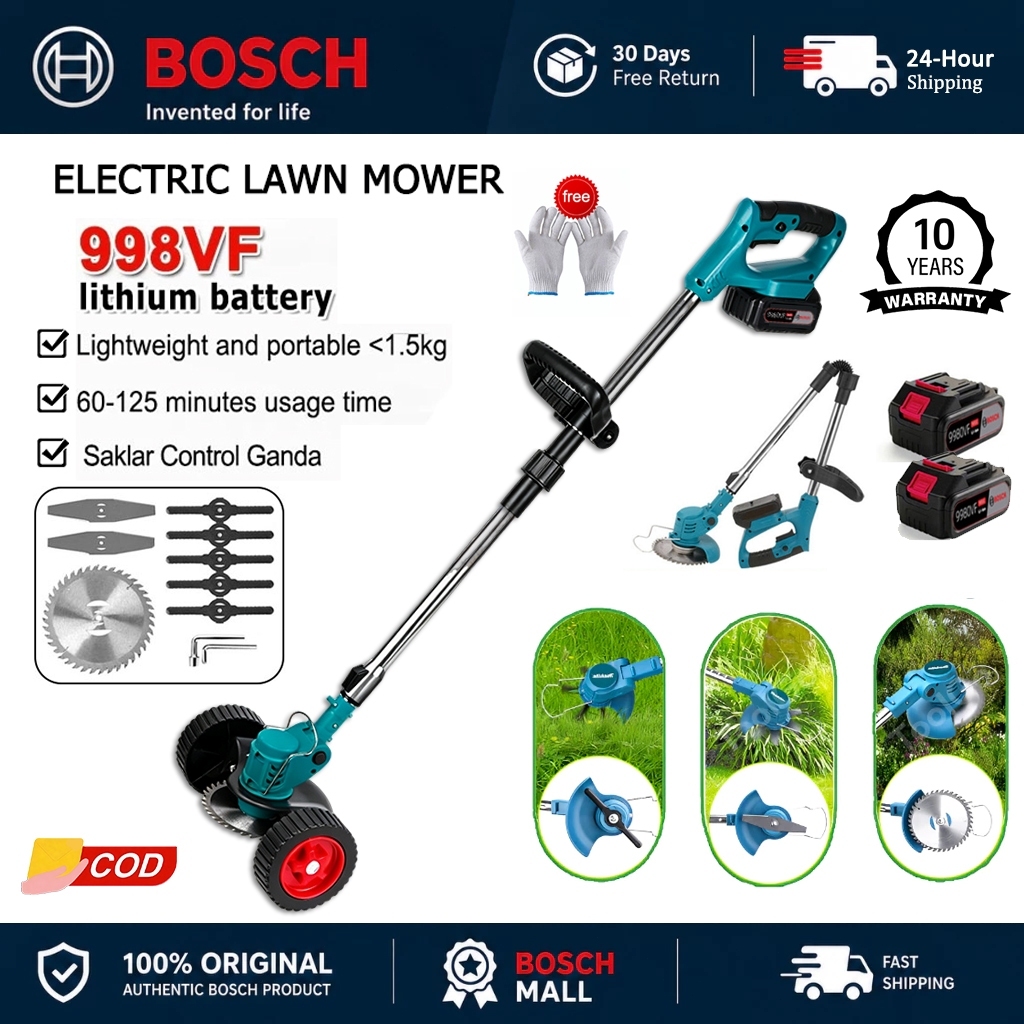 Bosch Mesin Rumput 9980VF Lithium Battery Cordless Grass Cutter Trimmer Lawn Mower Electric Mesin Potong Rumput割草機 電動