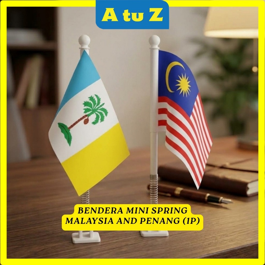Atuz MY Bendera Mini Spring Malaysia/Penang Flag Polyester Car Flag Table Flag Jalur Gemilang AtuZ